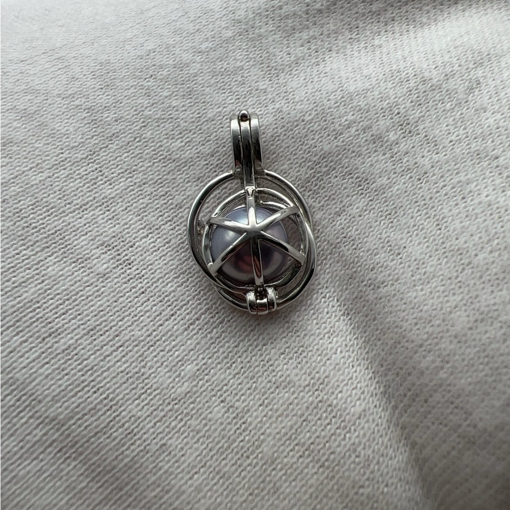 Elegant Sterling Silver Pearl Cage Pendant - Picture 7 of 11